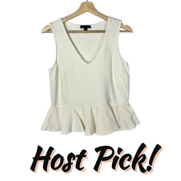 J. Crew Tops - 💲SALE💲 HP! NWT J.Crew Ivory White Peplum Sleeveless V Neck Blouse Sz M